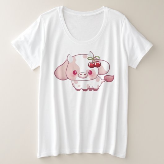 Girly Koe Cherry Schattigee minnaar Koe cadeau voo Grote Maat T-shirt (Design voorkant)