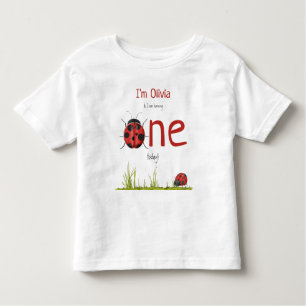 Girly Ladybug die One Birthday Party draait Kinder Shirts
