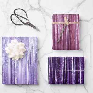 Girly Lavendel Paarse Glam Tinsel Stripes Inpakpapier Vel