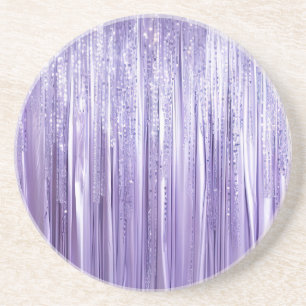 Girly Lavendel Paarse Glam Tinsel Stripes Zandsteen Onderzetter