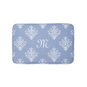 Girly Lavender Damask Pattern met een oebel monogr Badmat