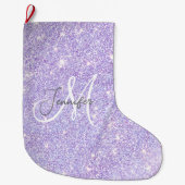 Girly Lavender Paars Glitter Blush Monogram name Grote Kerstsok (Voorkant)
