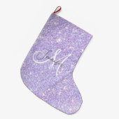 Girly Lavender Paars Glitter Blush Monogram name Grote Kerstsok (Voorkant (Hangend))