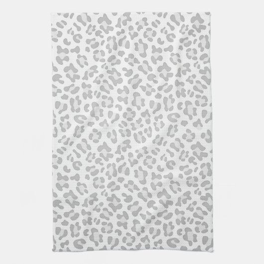 Girly Leopard Animal Print Silver Chic Theedoek (Verticaal)