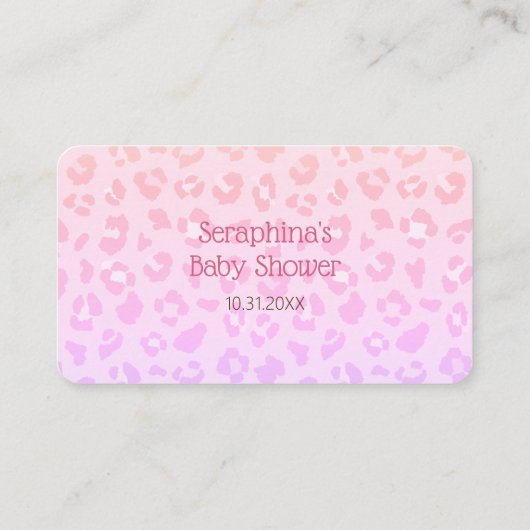Girly Leopard Baby Shower Diaper Raffle Ticket Informatiekaartje (Achterkant)