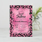 Girly Leopard Birthday Party Invitations (Staand voorkant)
