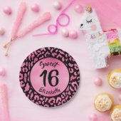 Girly Leopard Birthday Party Papieren Bordje (Feest)