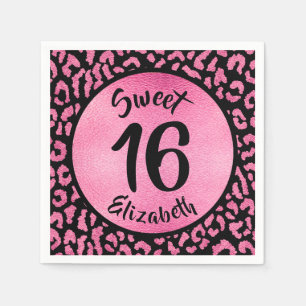 Girly Leopard Birthday Party Servet