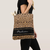 Girly Leopard Print Black Brown Stylish Monogram Draagtas (Dichtbij)