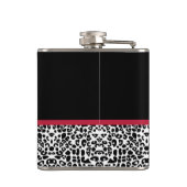 Girly Leopard print helder rood lintje met naam Heupfles (Achterkant)