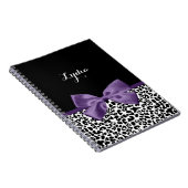 Girly Leopard print Paars lintje met naam Notitieboek (Rechterzijde)