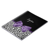 Girly Leopard print Paars lintje met naam Notitieboek (Linkerzijde)