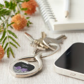 Girly Leopard print  Paars lintje met naam Sleutelhanger (Zijkant)