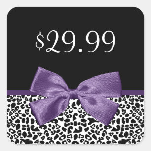 Girly Leopard Print Trendy Paarse Bow Price Labels