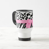Girly Leopard Zebra Animal Print and Cute Pink Bow Reisbeker (Voorkant links)