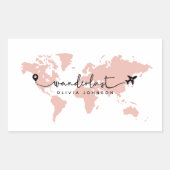 Girly Leuke Roze Wanderlust World Travel Script Rechthoekige Sticker (Voorkant)