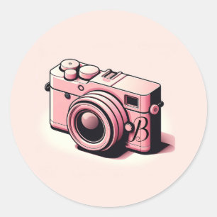 Girly Licht Roze Camera Fotografie Gepersonaliseer Ronde Sticker