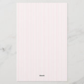 Girly Light Pink Bow en Stripes Border Briefpapier (Achterkant)