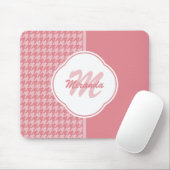 Girly Light Pink Houndstooth Monogram met naam Muismat (Met muis)