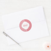 Girly Light Pink Houndstooth Monogram met naam Ronde Sticker (Envelop)