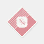Girly Light Pink Houndstooth Monogram met naam Servet (Hoek)