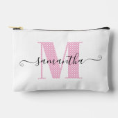 Girly Light Roze en Witte Polka Dot Monogram Etui (Voorkant)