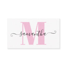 Girly Light Roze en Witte Polka Dot Monogram