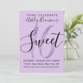 Girly Lila Paars Sequin Glitter Sweet 16 Kaart (Staand voorkant)