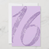 Girly Lila Paars Sequin Glitter Sweet 16 Kaart (Achterkant)