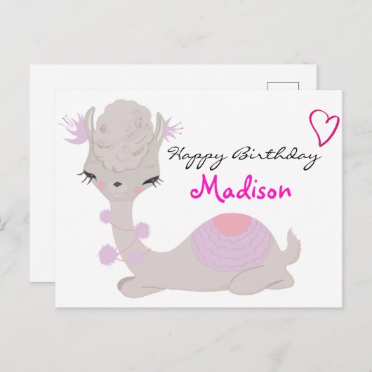 Girly Llama Custom Briefkaart (Voorkant / Achterkant)