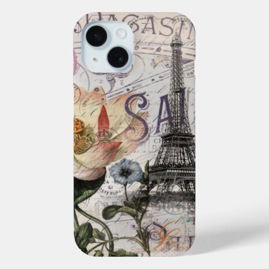 Girly Lotus bloem  Paris Eiffeltoren Case-Mate iPhone Case (Achterkant)