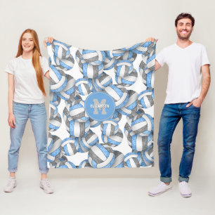 Girly Lt Blauw Grijs Volleybal Sport Team Kleuren Fleece Deken