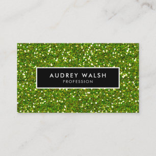 Girly Luxury Green Glam glitter en Black Visitekaartje
