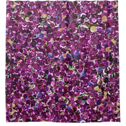 Girly Magenta Pink Faux Sequins Douchegordijn (Voorkant)