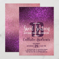 Girly Magenta Roze Triple Glitter Ombre Sweet 16