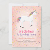 Girly Magical Cute Pink Unicorn Kids Birthday Kaart (Voorkant)