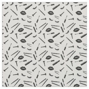 Girly make-up patroon wimpers lippenstift mascara stof