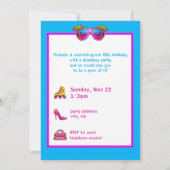 Girly Malibu Beach Rétro Invitation d'anniversaire (Dos)