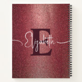 Girly Maroon - Roos Glitter Monogram Naam Notitieb Notitieboek (Achterkant)