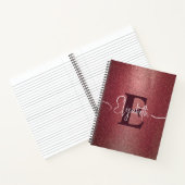Girly Maroon - Roos Glitter Monogram Naam Notitieb Notitieboek (Binnen)