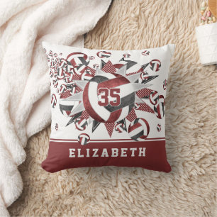 Girly Maroon Zwarte volleyballen sterren atleet na Kussen