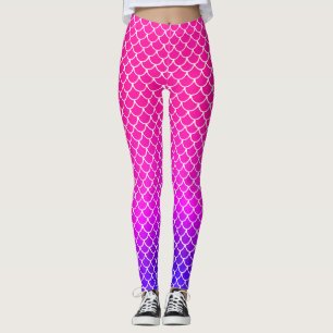 Girly Mermaid Doll Roze Verloop Schalen Patroon Leggings