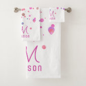 Girly Mermaid Glitter & Folie Confetti Monogram Bad Handdoek (Insitu)