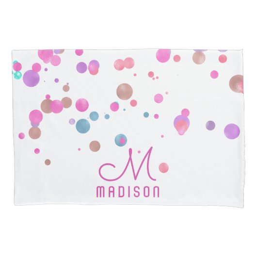 Girly Mermaid Glitter & Folie Confetti Monogram Kussensloop (Voorkant)