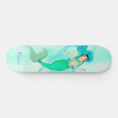 Girly Mermaid Green Tail Blue Skateboard (Horizontaal)