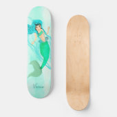 Girly Mermaid Green Tail Blue Skateboard (Voorkant)