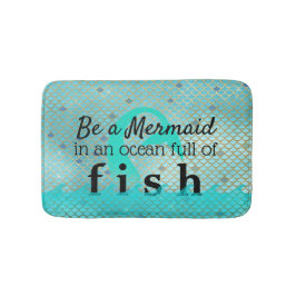 Girly Mermaid Quote Blauwgroen Gold Badmat
