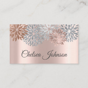 Girly Metallic Roos Gold en Glitter Dahlia Flower Visitekaartje