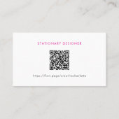 Girly Minimal Pink Modern Professional QR Code Visitekaartje (Achterkant)