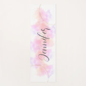 Girly Minimalistische waterverf roze en goudwit Yogamat (Voorkant)